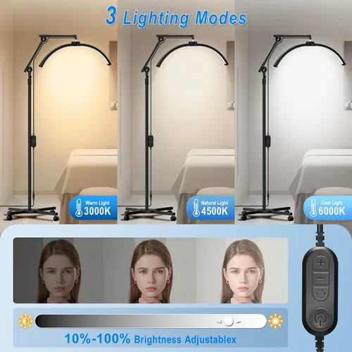Miniatura 4 de CGBE Lámpara de Altura Ajustable para Pestañas: Lámpara para esteticista con base rodante para facial para esteticista profesional - Diseño plegable