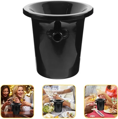 Miniatura 6 de Healifty Cata de vino Spittoon 2 piezas de cata de vino Spittoon Cubo de hielo negro con asas Cubos Spit Barriles de vino frío Barriles de vino Cubo