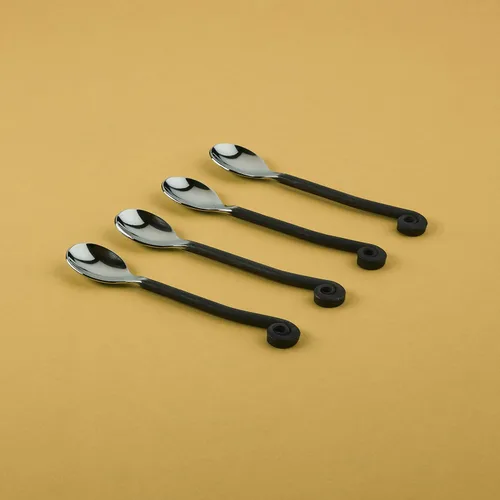 Miniatura 9 de Gourmet Settings - Juego de 4 tenedores de cóctel - Colección Treble Clef - Cubiertos de acero inoxidable pulido/mate