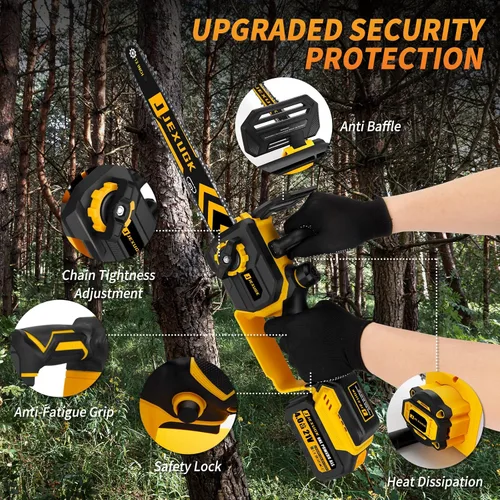 Miniatura 5 de JEXUGK Motosierra Inalámbrica Sin Escobillas de 12 Pulgadas, Motosierra Inalámbrica de Mano con 2 Baterías de 4.0Ah, Motosierra Mini Portátil con 2