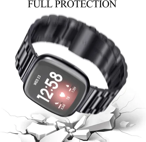 Miniatura 6 de ZPJPPLX para Fitbit Versa 4/Sense 2, Correa de Muñeca de Acero Inoxidable Sólido con Funda de Reloj, para Versa 3/Sense Correas de Repuesto de Metal