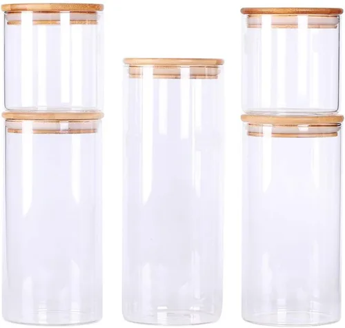 Miniatura 5 de Juego de 2 tarros de vidrio para alimentos de 100 onzas y paquete de 5 recipientes de cocina