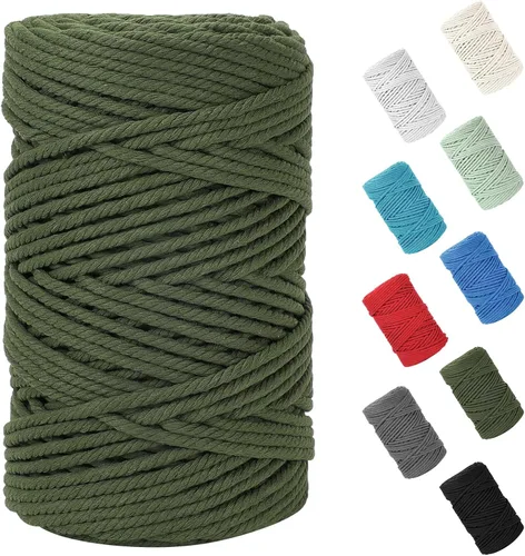 Miniatura 36 de Cordón de macramé de 0.079 in x 380 yardas (1140 pies), cuerda de algodón natural para colgar en la pared, ganchos de plantas, manualidades, Beige