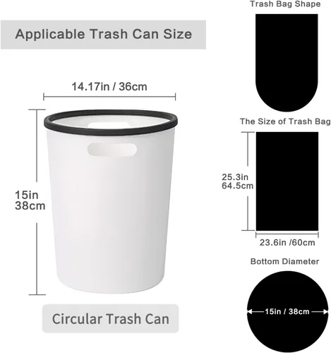 Miniatura 4 de Toplive Bolsa de basura para el hogar, baño, dormitorio, cocina, oficina (negro, 8 galones)