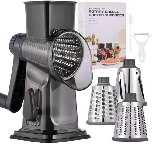 Miniatura 10 de Rallador de queso rotativo con mango Rallador de cocina Picador Rallador Rebanadora de hielo Rallador de queso de verduras Nueces Papa Calabacín