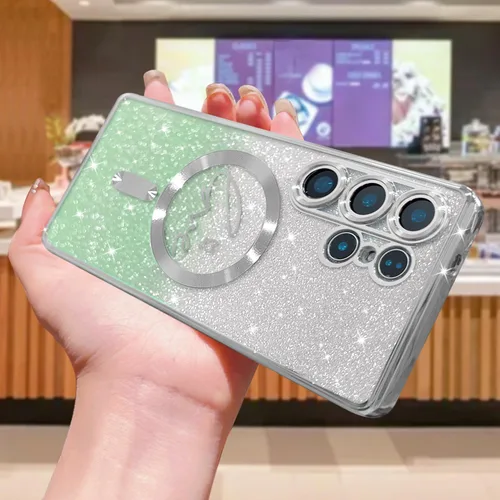 Miniatura 149 de ZONRW - Funda para Samsung Galaxy S22 Ultra magnética, para mujeres y niñas, cubierta trasera suave, lujosa, con corazón de amor, bling, degradado
