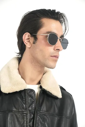 Miniatura 2 de STREGA Chaqueta de cuero para hombre, chaqueta bomber de piel de cordero genuina para hombre, color marrón con cuello Sherpa extraíble, chaqueta