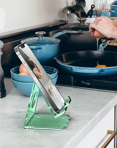 Miniatura 6 de Soporte acrílico para teléfono celular, soporte transparente para escritorio de oficina, tocador, encimera de cocina, mesita de noche, compatible