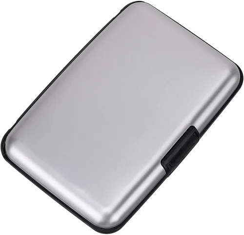 Miniatura 217 de ELFISH Mini cartera de aluminio RFID para tarjetas de crédito, funda de identificación de metal para hombres y mujeres, Happy Flower, Cartera Rfid