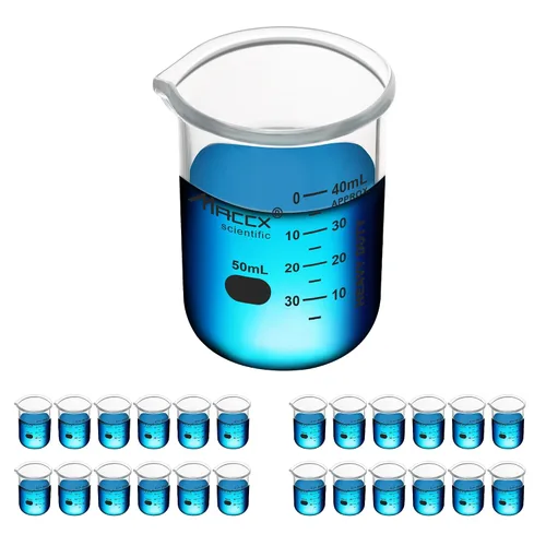 Miniatura 14 de Vaso de vidrio resistente de 3.4 onzas (3.4 fl oz), 3.3 Griffin de borosilicato de forma baja con graduación impresa, paquete de 4, BKL100-004