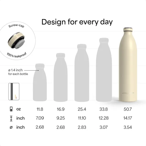 Miniatura 4 de LARS NYSØM Botella de agua XL de acero inoxidable aislada 12oz 17oz 25oz 34oz 51oz Botella térmica aislada para bebidas calientes y frías Azul