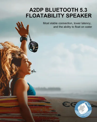 Miniatura 4 de Comiso - Altavoz impermeable con graves robustos, altavoz de ducha con luz dinámica, modo TWS, sonido HD fuerte, impermeable IP67, 2000mAh