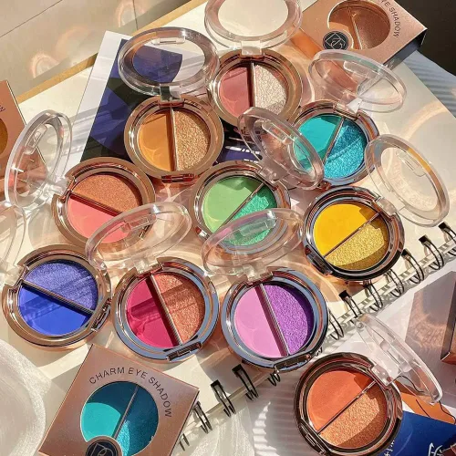 Miniatura 4 de Sombra de ojos de doble color, paleta de maquillaje de ojos de alto pigmento, polvo de sombra de ojos mate con brillo metálico, maquillaje de ojos