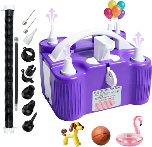 PCFING Balloon Pump Electric, 4-in-1 Air Pump Inflator Blower Machine for All Balloons & Inflation, Triple Inflating Ports for Latex 260q Foil