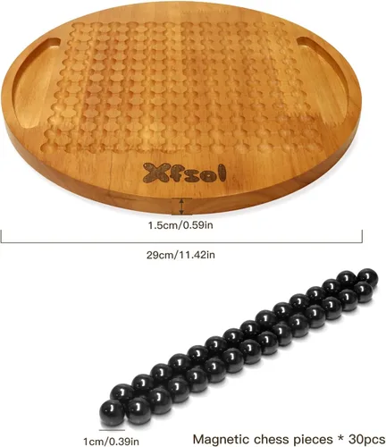 Miniatura 6 de Juego de ajedrez magnético, juego de mesa de madera dura de doble cara con 30 bolas magnéticas, desarrolla inteligencia, ejercicio cerebral