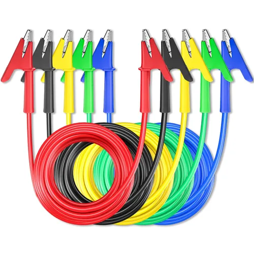 Miniatura 7 de Goupchn Clips de cocodrilo de doble extremo para cables de prueba eléctrica con clips de cobre flexibles de envoltura completa 5 piezas para pruebas