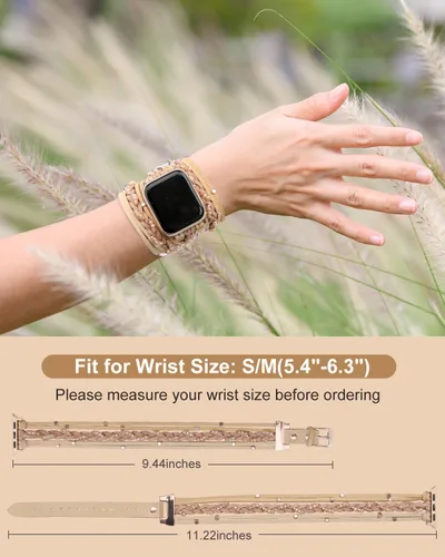Miniatura 3 de Compatible con correa de reloj de 1.575 pulgadas para mujer Series 8/7/6/SE, pulseras de cuero de gamuza con cierre ajustable para series 5/4/3/2/1