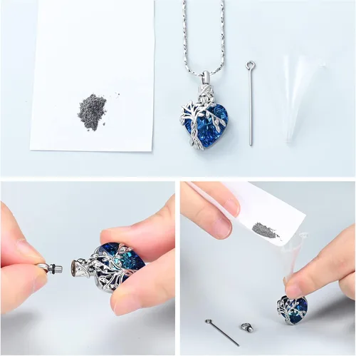 Miniatura 42 de Imrsanl Collar de urna de árbol de la vida con forma de corazón, joyería de cremación para hombres y mujeres, recuerdo, joyería conmemorativa