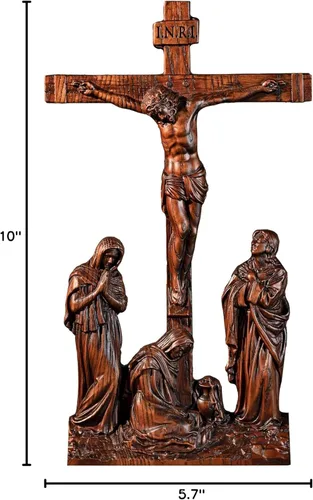 Miniatura 9 de BGCOPPER Crucifijo de Pared de Pie, Cruz de Jesús INRI para Pared, Cruz de Madera Hecha a Mano Decoración de Pared para el Hogar Regalo de Navidad