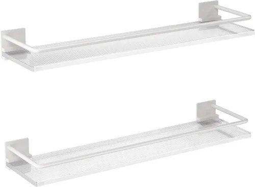 Miniatura 4 de Estantes flotantes de acrílico para baño, juego de 2, estantes montados en la pared adecuados para lavabo, cocina, lavandería, granja, para Blanco