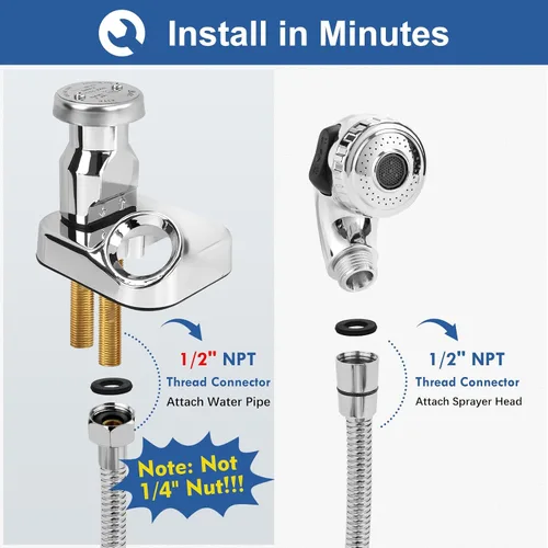 Miniatura 8 de Kit de rociador de manguera de tazón de champú con conector G1/2 pulgadas, manguera de champú de acero inoxidable de 47 pulgadas con cabezal