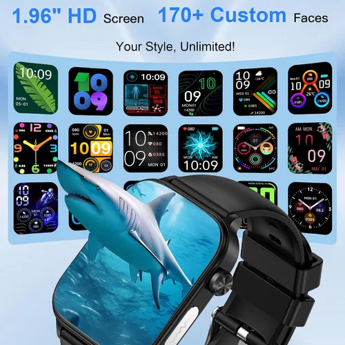 Miniatura 6 de Reloj inteligente para hombres y mujeres (responder/hacer llamadas), reloj de fitness de 1.96" con pantalla HD, monitor de presión