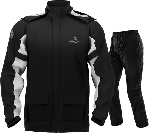 IRON JIA'S Traje de lluvia, equipo de lluvia para motocicleta para hombres y mujeres, chaqueta y pantalones impermeables, impermeable transpirable