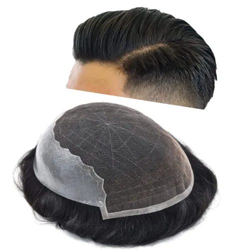 Toupee para hombres Cabello humano real suave encaje suizo para hombre Toupee Hair Piece Sistema de reemplazo para hombres Sistema de cabello