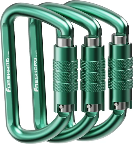 Miniatura 15 de FresKaro Clips de Mosquetón con Bloqueo Automático de 3 pulgadas, 12 kN-2698 libras, Forma D Sólida, Aluminio 7075 de Servicio Pesado, Ligero, 1.09