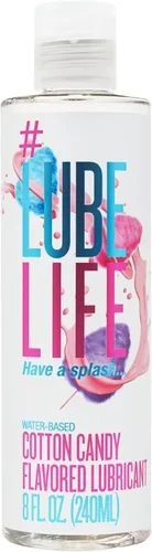 Lube Life - Lubricante personal a base de agua, sabor algodón de azúcar, para hombres, mujeres y parejas, sin azúcar añadido, 8 onzas líquidas