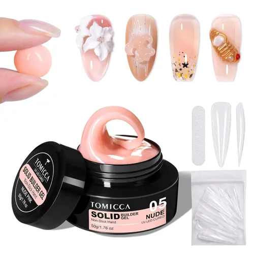 TOMICCA Gel Duro 3D para Arte de Uñas Gel Constructor Sólido para Uñas 50g Gel de Uñas 3D Gel de Escultura para Arte de Uñas No Pegajoso Mano Gel