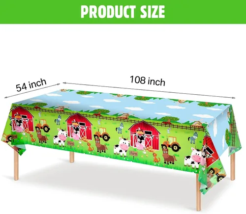 Miniatura 2 de Kasyat Mantel para fiesta de animales de granja, desechable, de plástico, para decoración de fiesta temática de animales de granja, para picnic