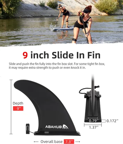 Miniatura 2 de Abahub Aleta central única SUP de 9/10 pulgadas con 1 tornillo de aleta sin herramienta, aletas de repuesto de SUP reforzadas con fibra de vidrio