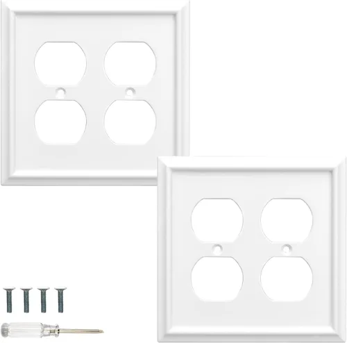 Miniatura 15 de Cubiertas para Tomacorrientes Dúplex de Pared, Cubierta Clásica para Interruptor de Luz Blanco – Placa de Cubierta de Tomacorriente Eléctrico