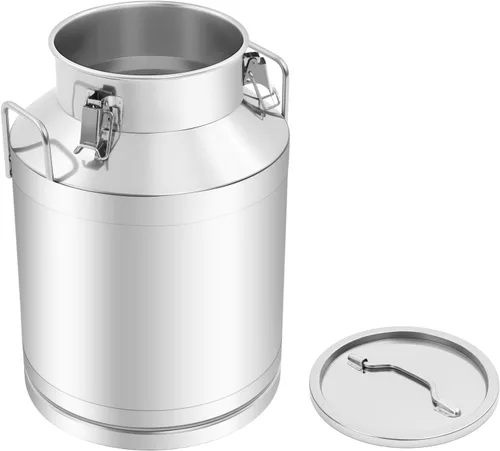 Miniatura 9 de Lata de leche de acero inoxidable de 13.3 galones, cubo de leche resistente con mango ergonómico y tapa hermética, recipiente sólido de líquido SS