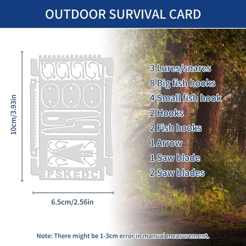 Miniatura 3 de SooGree Tarjetas de supervivencia, herramienta de campamento multiherramienta, kit EDC para senderismo al aire libre, pesca, caza, supervivencia