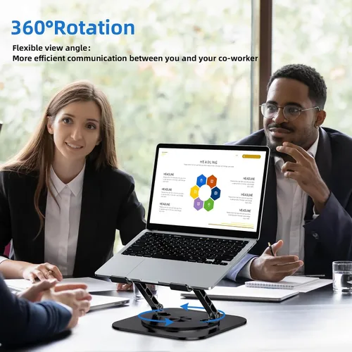 Miniatura 2 de MCHOSE - Soporte para laptop para escritorio, soporte ergonómico con base giratoria de 360°, soporte plegable para computadora portátil compatible