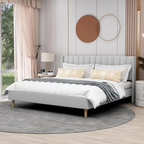 Miniatura 7 de AGARTT Marco de Cama Plataforma Tapizada Tamaño Queen con Cabecero y Pie de Cama/Soporte de Listones de Madera/No Necesita Somier/Fácil Montaje