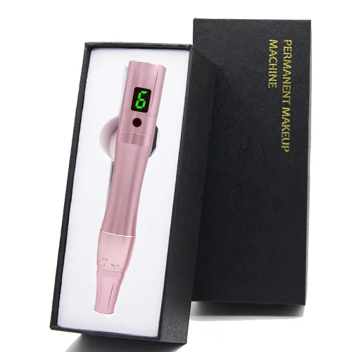 Miniatura 2 de Maquillaje permanente pluma tatuaje máquina rotativa incluye 1 batería, 10 agujas para cejas, delineadores, labios y tatuajes pequeños RB901 oro rosa