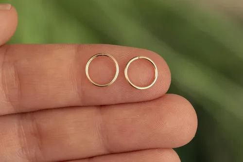 Miniatura 64 de Aretes de aro de oro de plata – Aretes de aro para mujer, dos piezas de aros de plata fina rellenos de oro, aro de hélice, anillo de tragus, aro