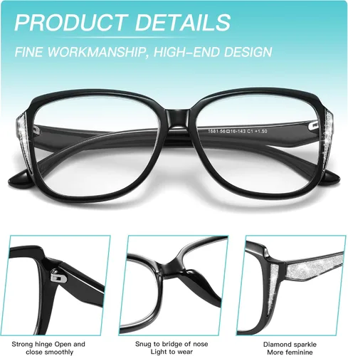 Miniatura 3 de Oversized Reading Glasses Cat-eye Full Frame Sun Readers for Women