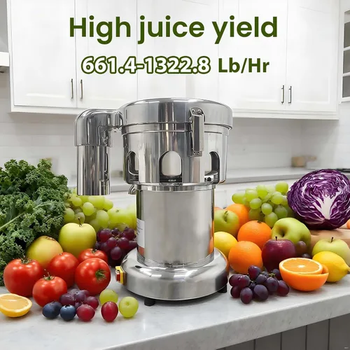 Miniatura 2 de Exprimidor comercial de verduras y frutas, separado automático de jugo y residuos, prensa de jugo resistente con varilla de empuje, exprimidor