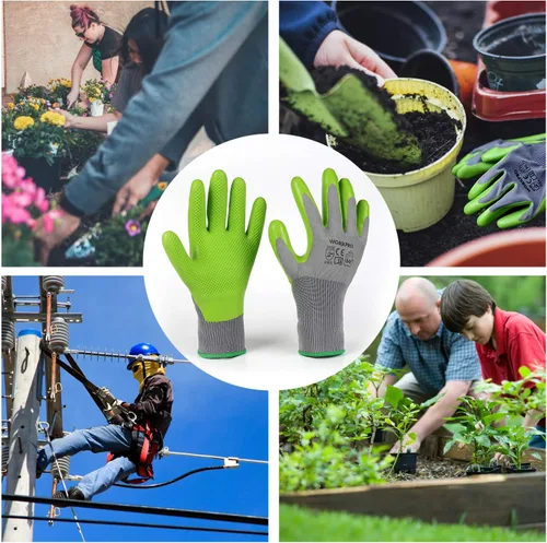 Miniatura 7 de WORKPRO 6 pares de guantes de jardín, guantes de trabajo con revestimiento de palma de látex ecológico, guantes de jardinería, guantes de trabajo