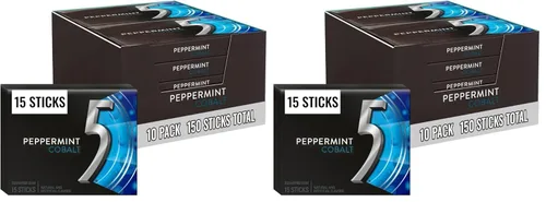 Miniatura 14 de 5 Gum Spearmint Rain - Goma de mascar sin azúcar a granel, caja de 15 barras (paquete de 10)