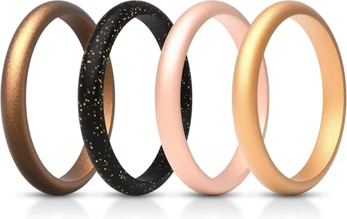 Miniatura 25 de ThunderFit - Realzadores de anillos de silicona delgados y apilables para mujer, alianzas de boda de silicona, 2.5 mm de ancho y 2 mm de grosor
