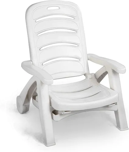 Miniatura 6 de Giantex Tumbona plegable con ruedas, silla de patio al aire libre, tumbona ajustable con ruedas reclinable de 5 posiciones con reposabrazos