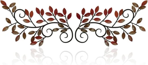 Miniatura 8 de ESTART 2 piezas de hojas de árbol de metal decoración de pared de hoja de olivo de vid, arte de pared de hoja de olivo, esculturas de pergamino