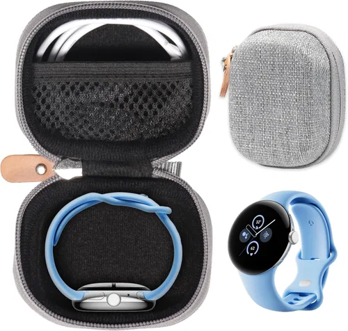 Miniatura 6 de Funda para Google Pixel Watch 2, Pixel Watch, con bolsillo de malla para cargador (negro)