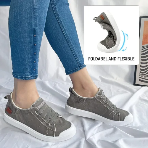 Miniatura 19 de JENN ARDOR - Tenis de lona para mujer, mocasines de meter, moda estilo casual 2022, punta redonda, suaves, cómodos, zapatos planos para caminar