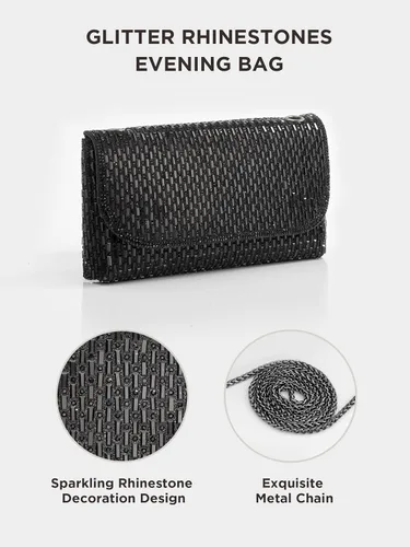 Miniatura 4 de Coucoland Bolsos de mano para mujer, bolsas de noche formales con diamantes de imitación brillantes, bolsa de hombro para boda, cóctel, baile